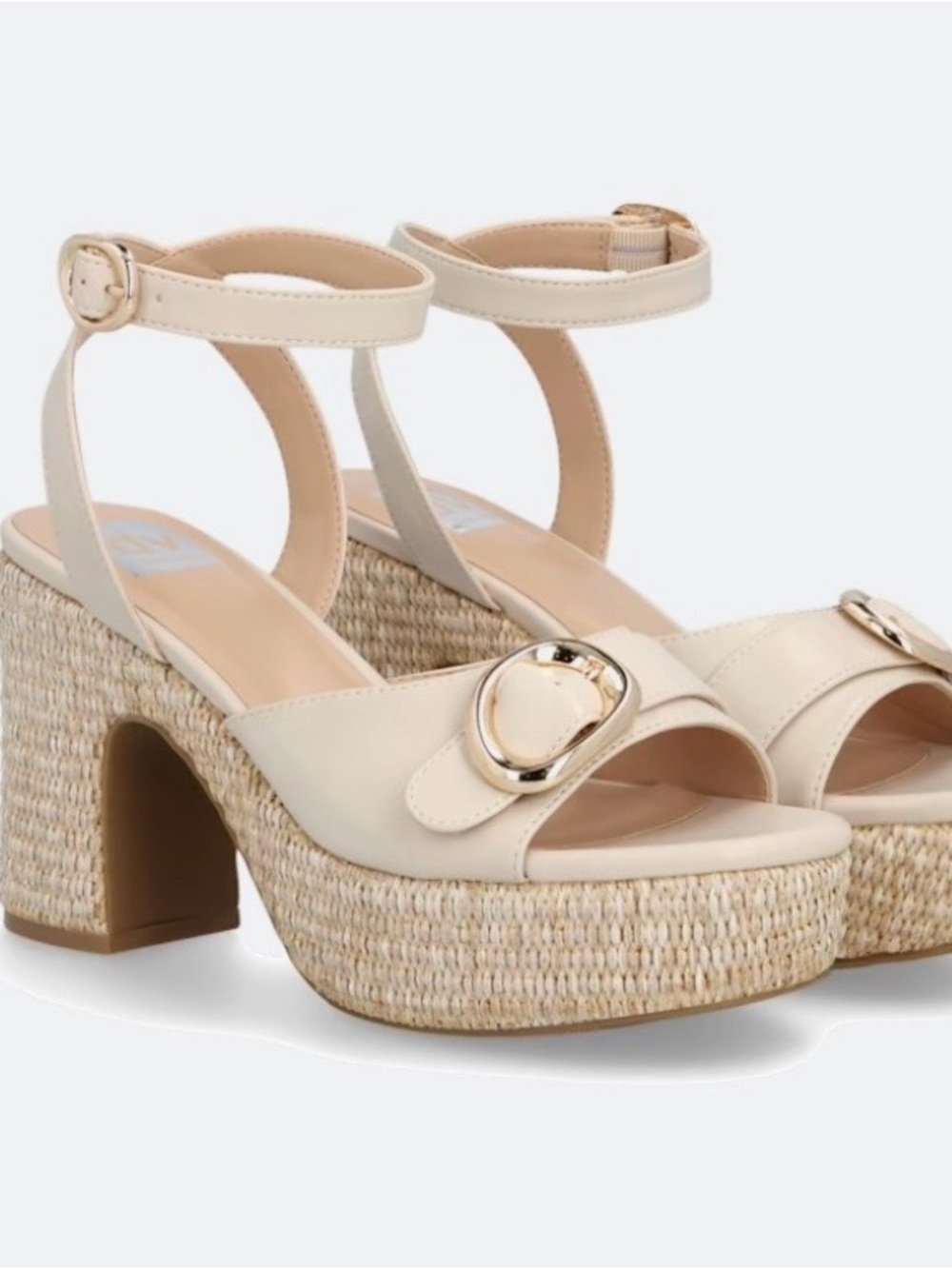 DV by Dolce Vita Merie Cream Off-White Woven Ankle-Strap Sandals